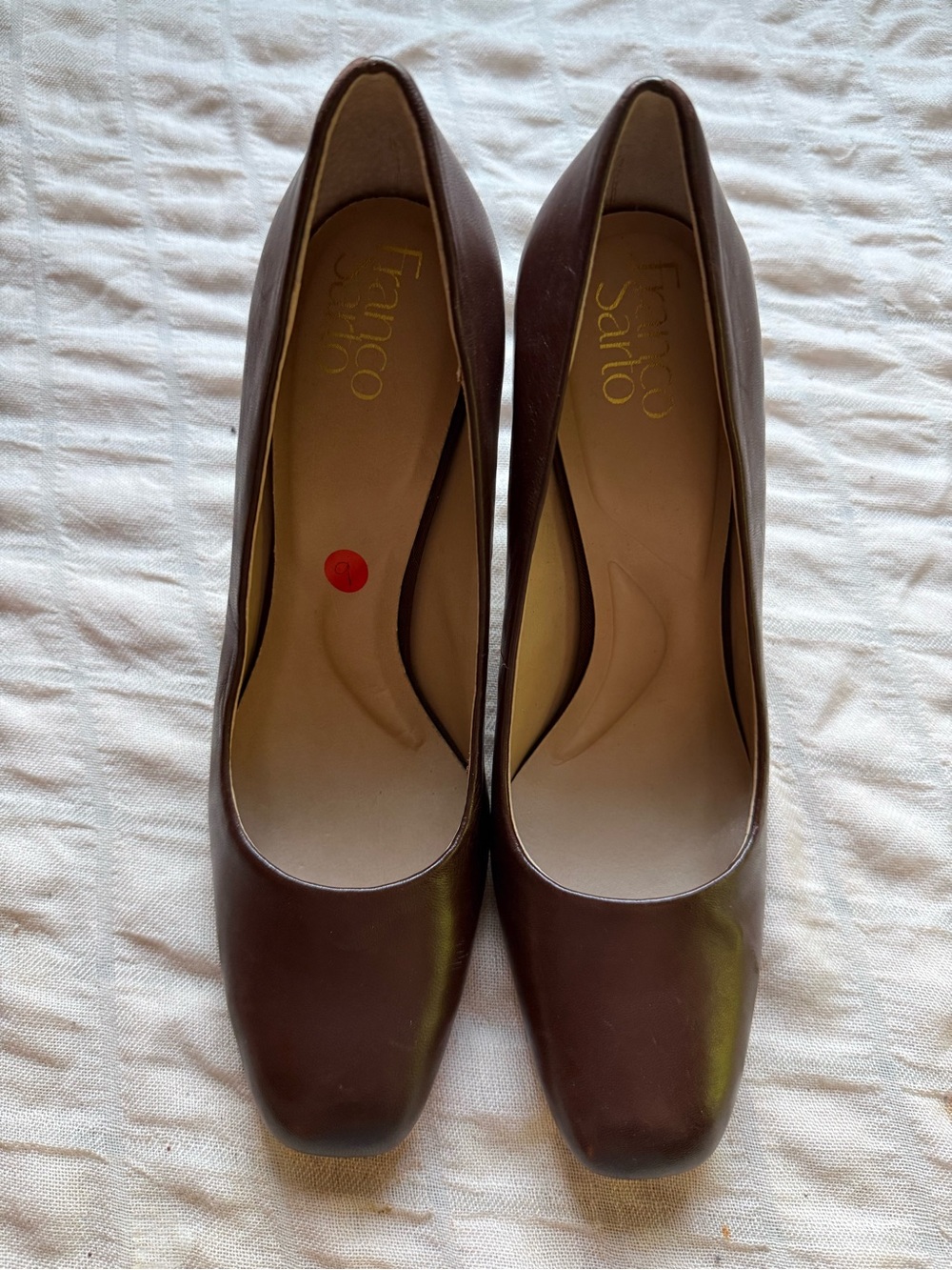 Franco Sarto Chocolate Brown Leather Round-Toe High Heel Pumps - Picture 3 of 6